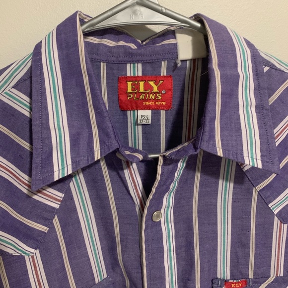 Retro ELY PLAINS Western LS Pearl Snap western cowboy 15.5 - Picture 5 of 13